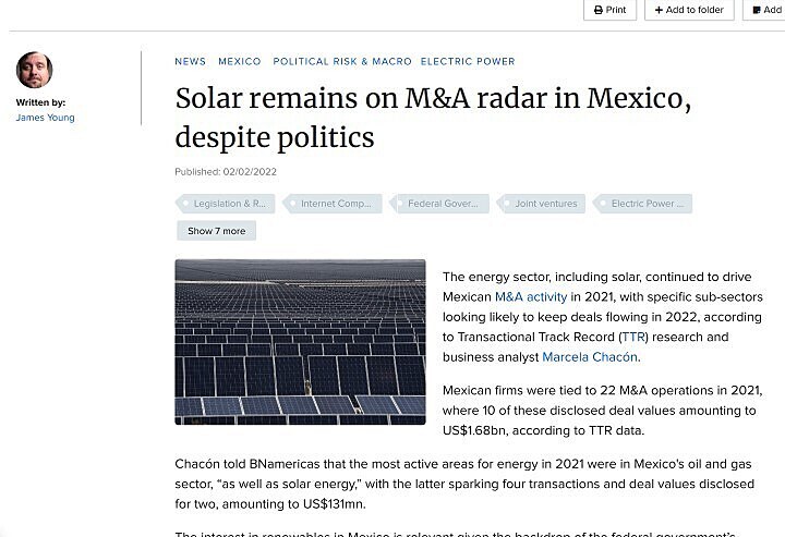 Solar remains on M&A radar in Mexico, despite politics